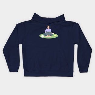 Girl with a laptop Kids Hoodie